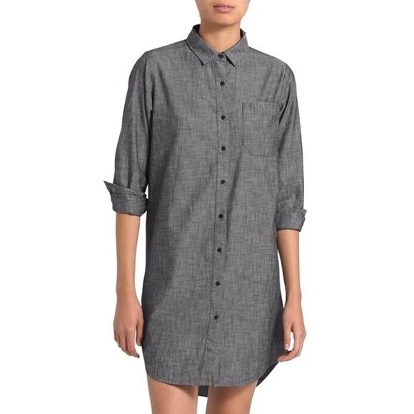 The North Face Dresses & Skirts - The North Face Chambray Gray Long Sleeve Cotton Gorpcore Shirt Dress Small